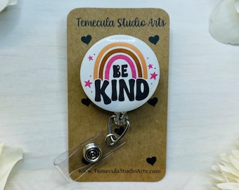 Be Kind Badge Reel | Cute Badge Reel | Medical ID Badge | Clip Badge Reel | Nurse Badge Reel Funny | Funny Badge Holder | Rainbow