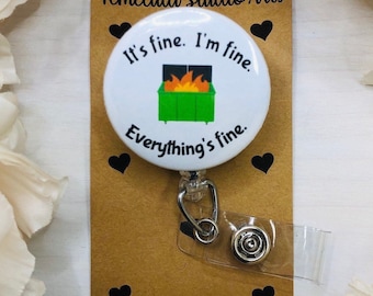 Trash Badge Reel | ER Nurse Badge Reel | Medical ID Badge | Nurse Badge Reel Funny | Funny Badge Holder | Dumpster Fire | Badge Reel