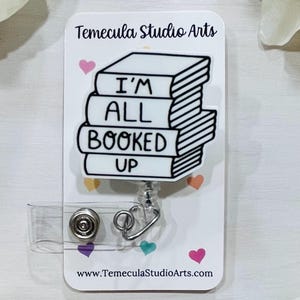 Book Badge Reel | Badge Reel | Library Badge | Book Lover Badge Reel | Librarian Badge Holder | Cute Magnet | Library | Name Tag Lanyard