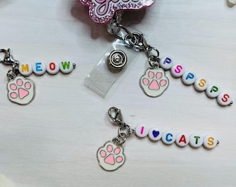 Cat Charm | Meow Charm | L&D Nurse | Cat Jewelry | Badge Buddy | RN Badge Buddy | Badge Reel Beads | Labor and Delivery Nurse | Bag Charm