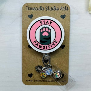 Cat Badge Reel | Badge Reel | Medical ID Badge | Nurse Badge Reel Funny | Funny Badge Holder | Funny Gift | Badge Holder | Stay Positive
