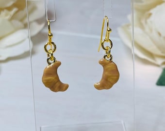 Croissant Earrings | Pierced Earrings | Cute Croissant Earrings | Cute Food Jewelry | Cute Foodie Jewelry | Croissant Jewelry