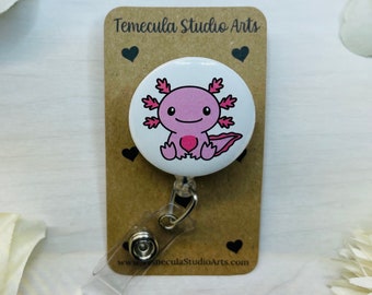 Axolotl Badge Reel | Cute Badge Reel | Medical ID Badge | Clip Badge Reel | Nurse Badge Reel Funny | Funny Badge Holder | Pink Axolotl