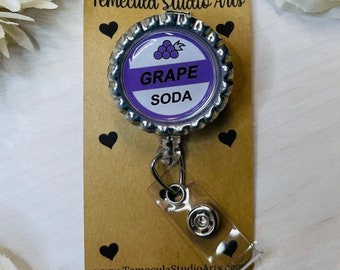 Badge Reel | Grape Soda Badge Reel | Belt Clip Badge Reel | Belt Clip | Retractable Badge Reel | Cute Badge Reel | Badge Reel