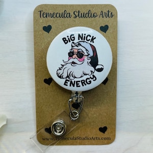 Santa Badge Reel | Christmas Badge Reel | Medical ID Badge | Pinch Clip Badge Reel | Nurse Badge Reel Funny | Funny Badge Holder | Big