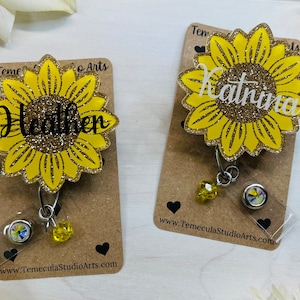 Sunflower Badge Reel | Sunflower Gift | Nurse Gift | Name Badge | Teacher Gift | Badge Reels | Name Badge Reel  | Cute Badge Reel