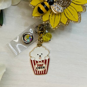 Puppy Charm | Badge Charm | Cute Badge Holder Charm | Badge Buddy | RN Badge Buddy | Badge Reel Charms |  Popcorn Charm | Popcorn Jewelry