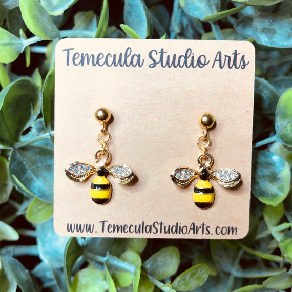 Bee Earrings Bumblebee Earrings Bee Gift Gold Bee Jewelry Cute Bee
