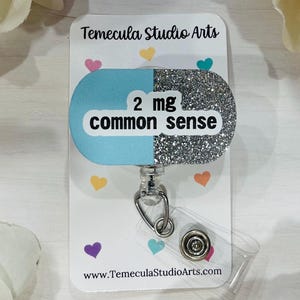 Glitter Badge Reel | Common Sense | Nurse Lanyard | Student Gift | Teacher Gift | Carabiner | Non Retractable Badge Holder | Coworker Gift