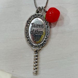 Mirror And Apple Charm Necklace