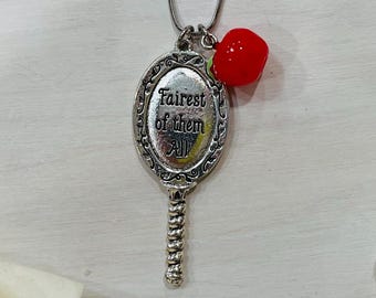 Mirror And Apple Charm Necklace