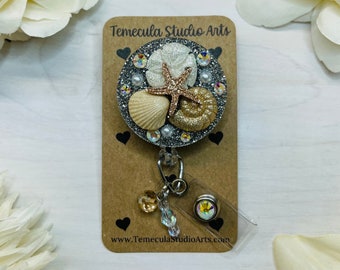 Seashell Badge Reel | Seashell Gift | Ocean Gift | Beach Gift | Tiny Shells | Badge Reel | Little Shells | Ocean Life | Shells