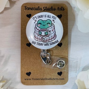 Frog Badge Reel | Frog Lanyard | Medical ID Badge | Pinch Clip Badge Reel | Frog Magnet | Frog Lanyard | Frog Lover | Survive