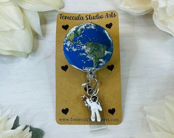 Astronaut Gift | Globe | Earth | Nursing Student | ER Nurse Badge Reel | Medical ID Badge | Badge Holder | Clinical Gift | Nurse Student