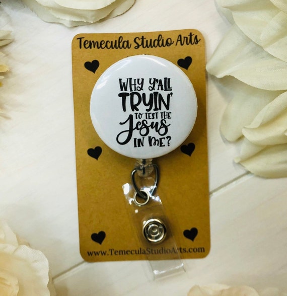 Funny Jesus Gift | Funny Badge Reel | ER Nurse Badge Reel | Medical ID Badge | Pinch Clip Badge Reel | Nurse Badge Reel Funny