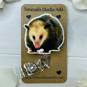 Opossum Badge Reel | Animal Lanyard | Medical ID Badge | Nurse Badge Reel | Funny Badge Holder | Funny Gift | Cute Opossum | Name Tag