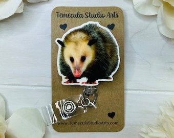 Opossum Badge Reel | Animal Lanyard | Medical ID Badge | Nurse Badge Reel | Funny Badge Holder | Funny Gift | Cute Opossum | Name Tag
