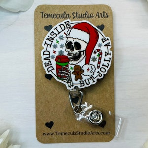 Funny Badge Reel | Badge Reel | Medical ID Badge | Pinch Clip Badge Reel | Nurse Badge Reel Funny | Funny Badge Holder | Christmas Skeleton