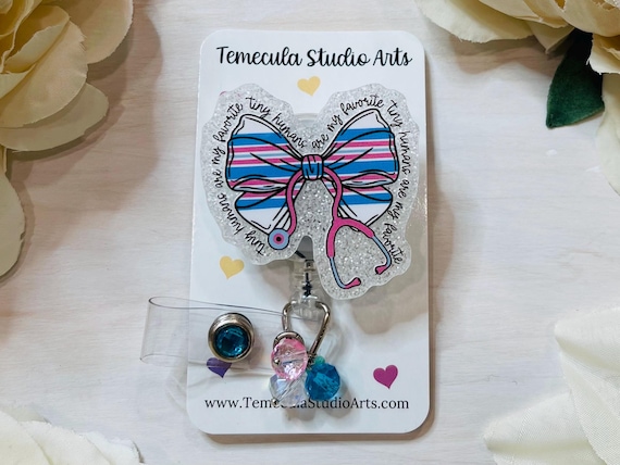 Mother Baby Badge | NICU Badge Reel | Labor and Delivery Lanyard | Stethoscope Name Badge | Retractable Lanyard | Retractable Badge Reel