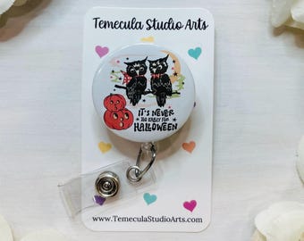 Halloween Badge Reel | Owls Badge Reel | Custom Badge Reel | Pinch Clip Badge Reel | Work Badge Holder | Halloween Lanyard | Halloween