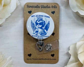 Introvert Badge Reel | Angel Lanyard | Medical ID Badge | Carabiner Badge Reel | Introvert Magnet | Stethoscope ID Tag
