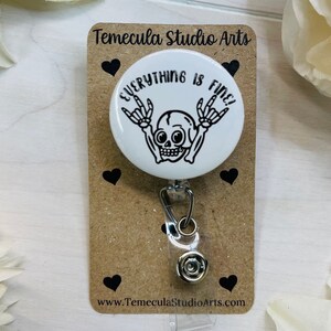 Funny Badge Reel | Skeleton Lanyard | Coworkers | Pinch Clip Badge Reel | Nurse Stethoscope Tag