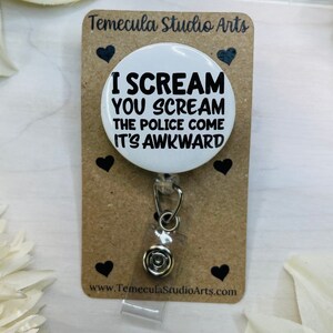 Funny Badge Reel | Lanyard | Coworker Jokes | Pinch Clip Badge Reel | Carabiner | Awkward