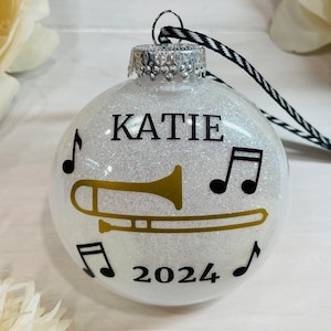 Gold Trombone Ornament | Music Teacher Gift | Music Student Ornament | Trombone Player Gift | Trombone | Name Ornament | Ornament