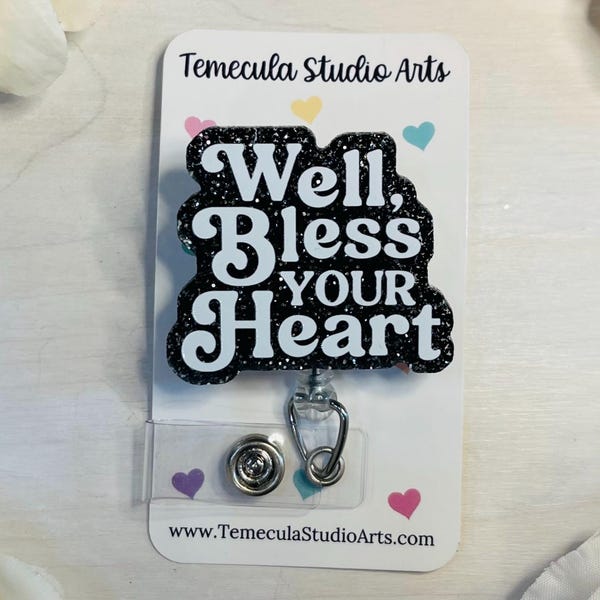 Snarky Badge Reel | Glitter Badge Reel | Medical ID Badge | Nurse Lanyard | Funny Badge Holder | Bless