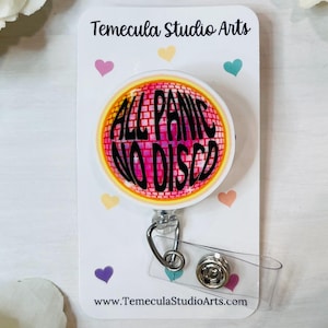 Disco Ball Badge Reel | Coworker Gift | MRI Safe Reel | Student Lanyard | Magnet | Funny Badge Reels | Cute Badge Reel | All Panic No Disco