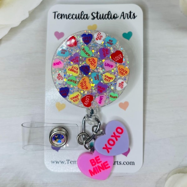 Cute Badge Reel | Anniversary Gift |Retractable Badge Reel | Valentines Badge Reel | Valentine Hearts | Valentines Gift | Teacher Gift