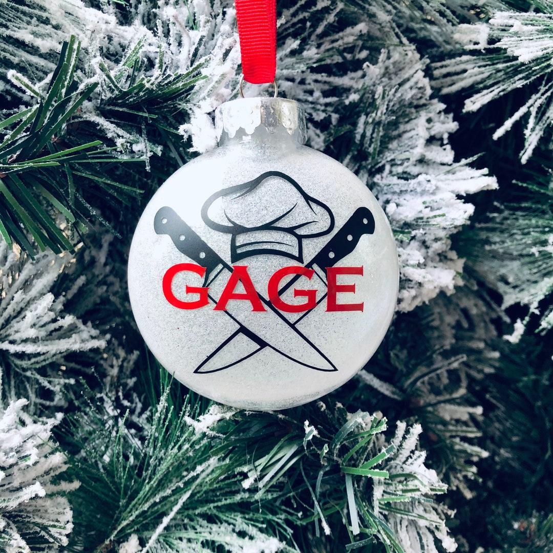 Chef Ornament Chef Hat Chef Gift Name Ornament Chef Knives Ornament