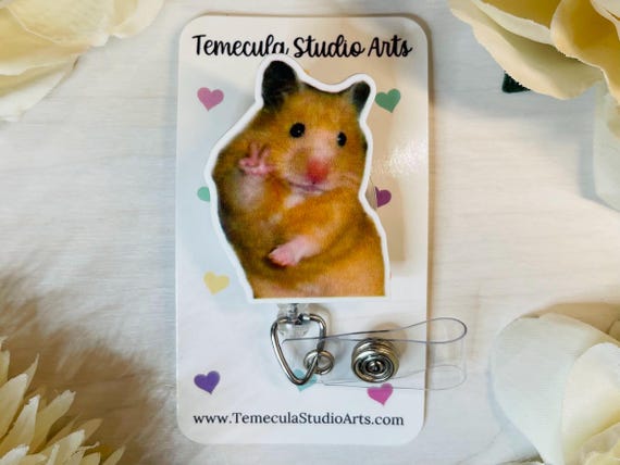 Hamster Badge Reel | Peace Sign Hamster | Medical ID Badge | Nurse Badge Reel | Funny Badge Holder | Funny Gift | Cute Hamster | Name Tag
