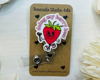 Strawberry Badge Reel | Coworker Gift | Nurse Gift | Student Gift | Teacher Gift | Funny Badge Reels | Pinch Badge Reel | Cute Badge Reel