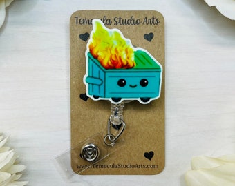 Trash Fire | Badge Reel | Medical ID Badge | Nurse Badge Reel Funny | Funny Badge Holder | Funny Badge Reel | Coworker Gift