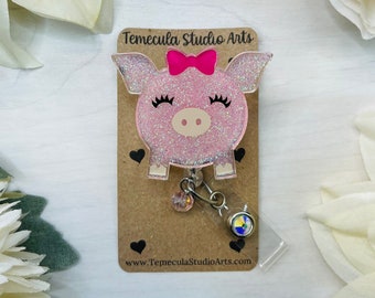 Pig Badge Reel | Pig Lover Gift | | Funny Badge Reel | Piggy Badge Reel | Nurse Gift | Teacher Gift | Pig Gift