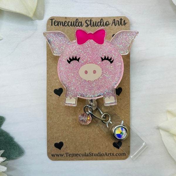 Pig Badge Reel | Pig Lover Gift | | Funny Badge Reel | Piggy Badge Reel | Nurse Gift | Teacher Gift | Pig Gift