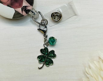 Lucky Charm | Four Leaf Clover Charm | Clover | Shamrock Charm | Cute Badge Holder Charm | Badge Buddy | RN Badge Buddy | Badge Reel Charms