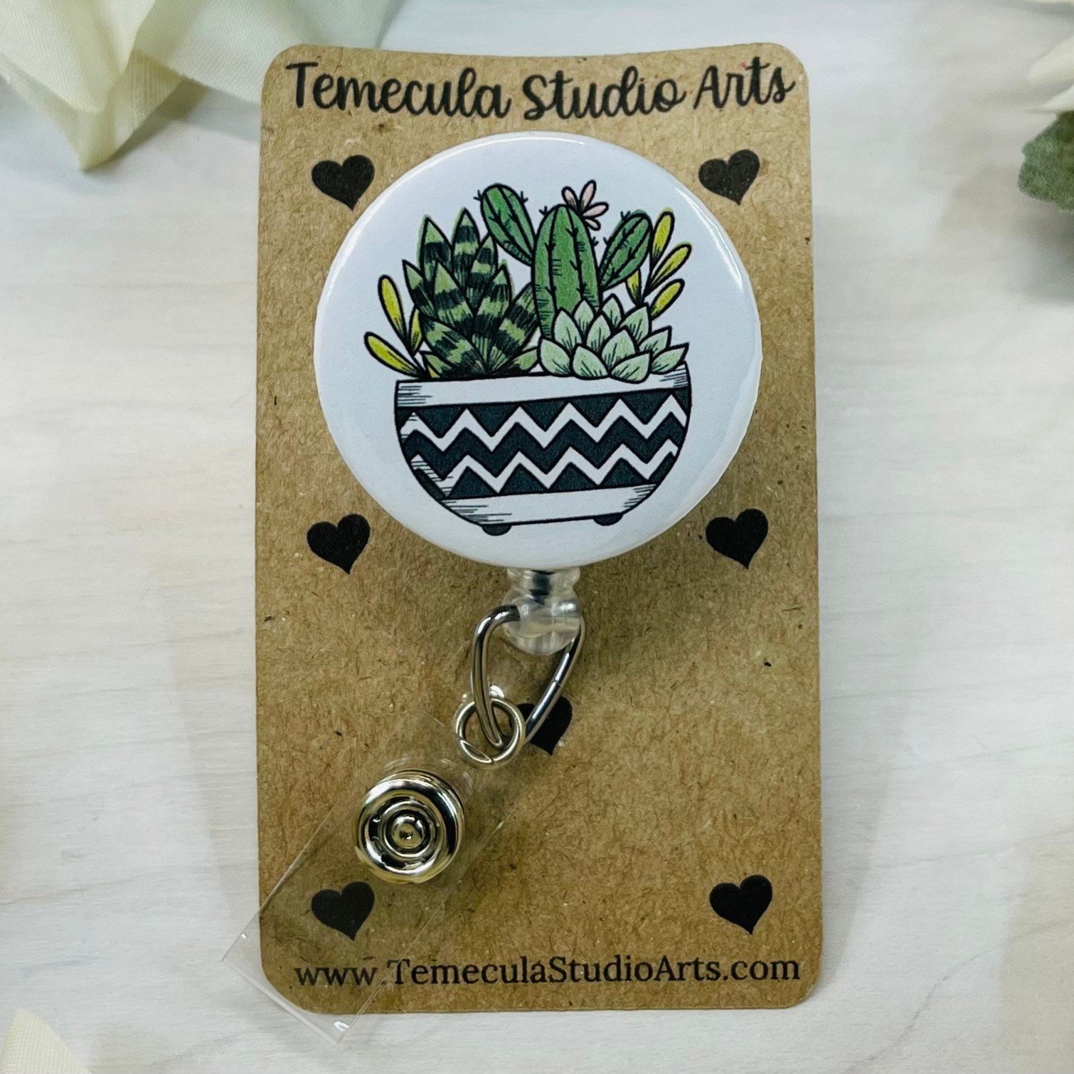 Succulent Badge Reel Funny Flower ID Holder Plant Nurse Gift Cute Name Tag  Clip