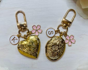 Dainty Locket | Heart Locket | Gold Locket | Oval Locket | Locket Bag Charm | Initial Charm | Locket Keychain | Diaper Bag Clip | Lovers