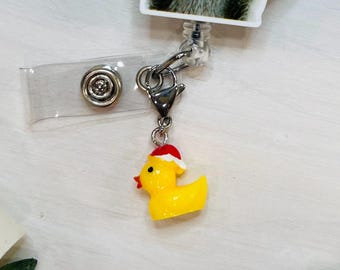 Christmas Rubber Duck Charm | Badge Charm | Cute Badge Holder Charm | Badge Buddy | RN Badge Buddy | Badge Reel Charms | Rubber Ducky