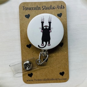 Black Cat Badge Reel | ER Nurse Badge Reel | Medical ID Badge | Pinch Clip Badge Reel | Nurse Badge Reel Funny | Funny Badge Holder | Angry