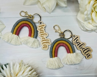 Macrame Rainbow | Rainbow Keychain | Macrame Keychain | Pastel Macrame Rainbow | Macrame Keychains | Rainbow Macrame | Name Keychain | Boho