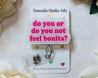 Pink Badge Reel | Badge Reel | Medical ID Badge | Nurse Lanyard | Funny Badge Holder | Carabiner | Feel Bonita