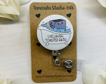 Toaster Bath Badge Reel | Badge Reel | Coworkers | Pinch Clip Badge Reel | Nurse Badge Reel Funny | Bathtub | Funny Toaster | Dark Humor
