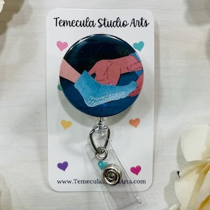 Blue Hospital Socks | Badge Reel | Medical ID Badge | Meme Badge Reel Funny | Lanyard | Crystal Slippers | Grippy Socks | Hospital Socks