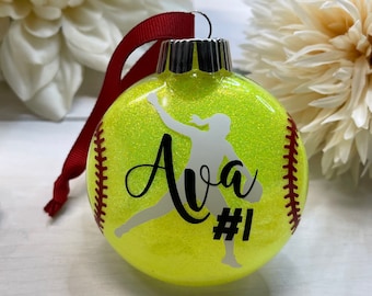Softball Ornament | Pitcher Ornament | Softball Team | Softball | Softball Christmas Ornament | School Team | Travel Ball | Coach Gift