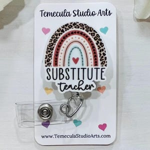 Substitute Teacher Badge Reel | Teaching Gift | Student Gift | Teacher Gift | Badge Reels | Pinch Badge Reel | Cute Badge Reel | Substitute