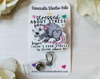 Opossum Badge Reel | Animal Lanyard | Medical ID Badge | Nurse Badge Reel | Funny Badge Holder | Funny Gift | Cute Opossum | Name Tag