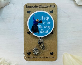 Funny Badge Reel | Badge Reel | Medical ID Badge | Pinch Clip Badge Reel | Nurse Badge Reel Funny | Funny Badge Holder | Help Is On The Way